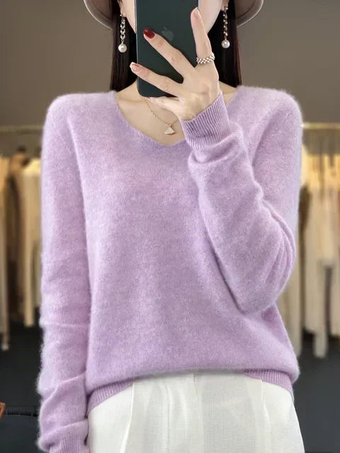 Clovaine | Women's Relaxed Fit Knit Jumper - Lilac - Image 1