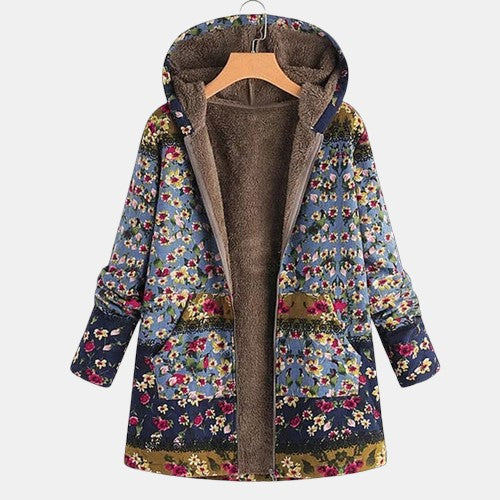 Adora | Women's Floral Hooded Coat - Floral - Image 1