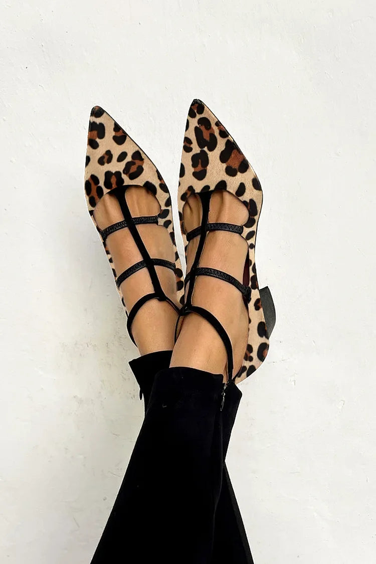 Adrienne | Women's Leopard Print Pointed Toe Heels - Brown - Image 1