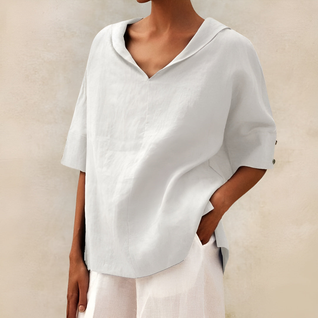 Adrienne | Women's Oversized Hooded Long Sleeve Blouse - Image 1