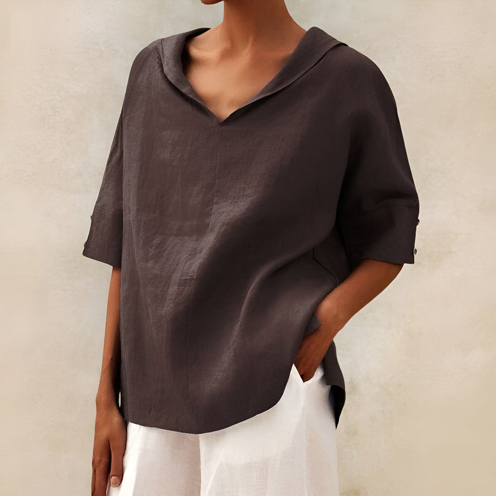 Adrienne | Women's Oversized Hooded Long Sleeve Blouse - Image 2