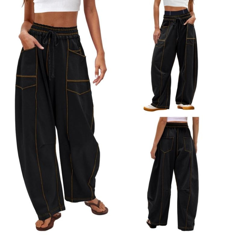 Adrienne | Women's Wide Leg Cargo Pants with Drawstring - Image 1