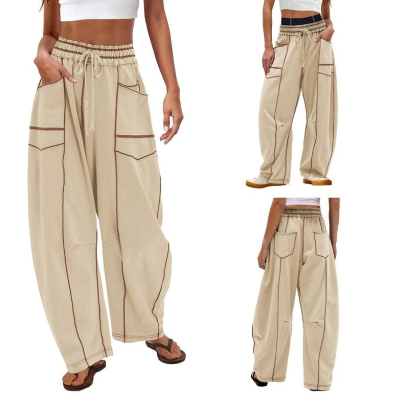Adrienne | Women's Wide Leg Cargo Pants with Drawstring - Image 2