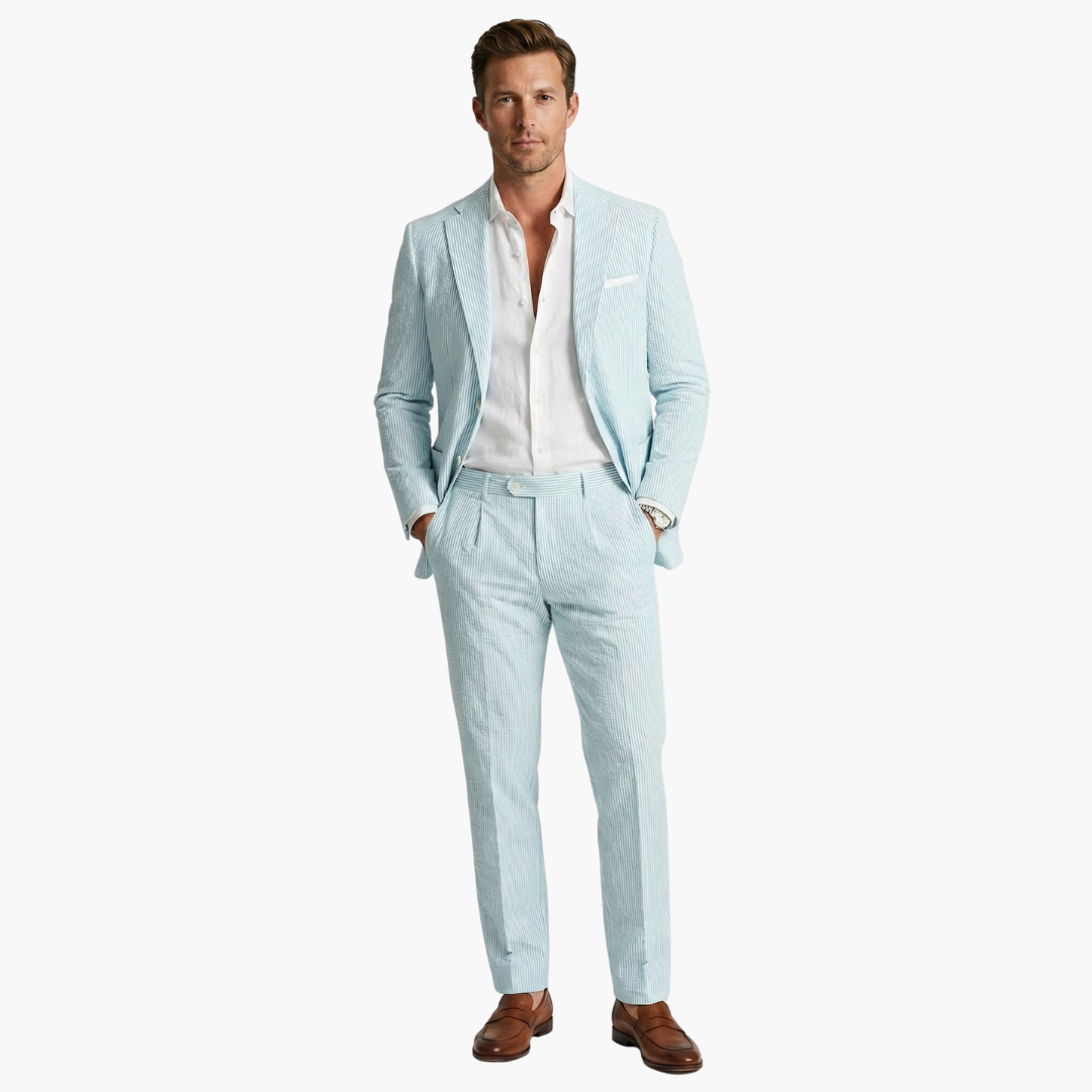 Alaric | Men's Striped Slim Fit Two-Piece Suit - Striped - Image 1