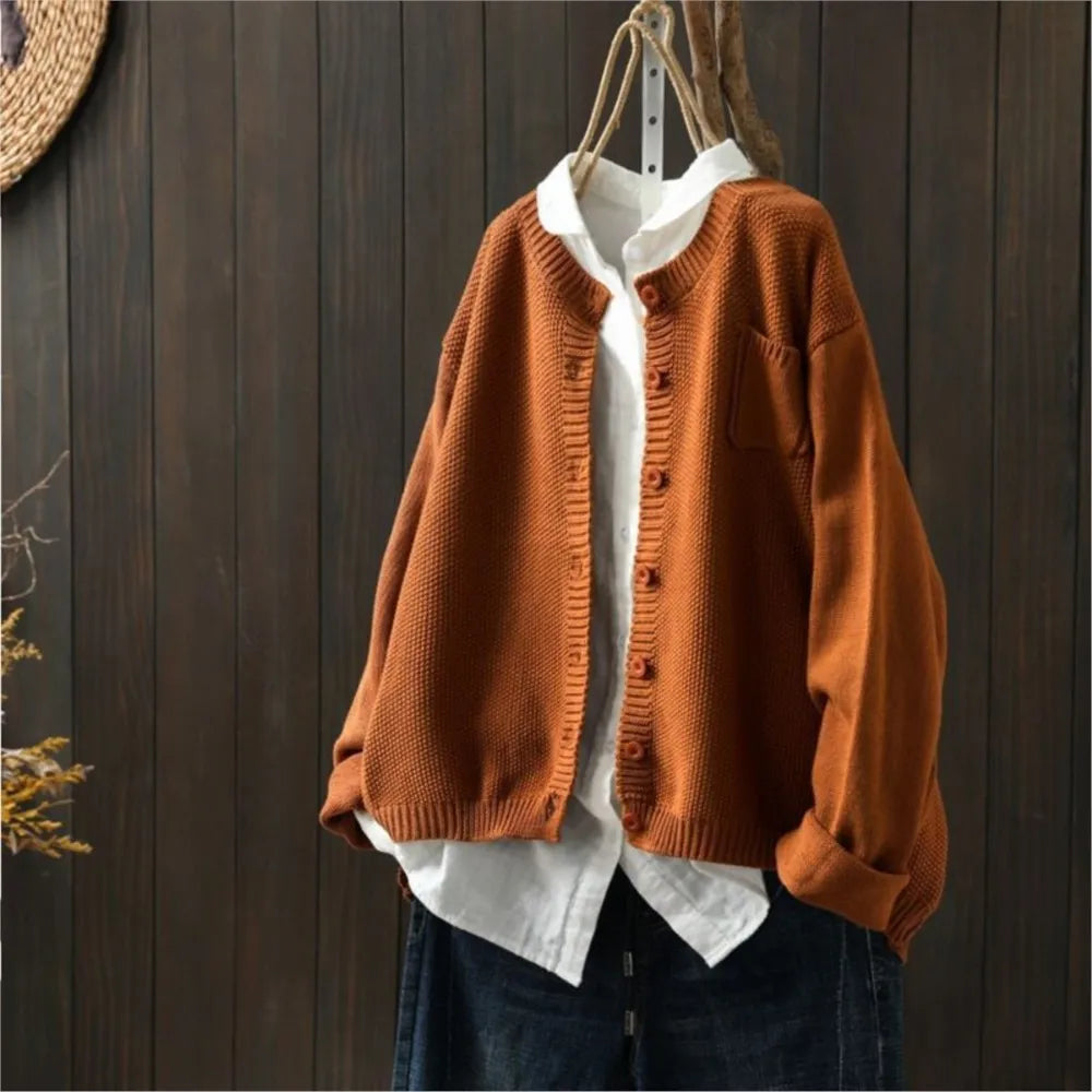 Aldene | Women's Relaxed Knit Cardigan - Orange - Image 1