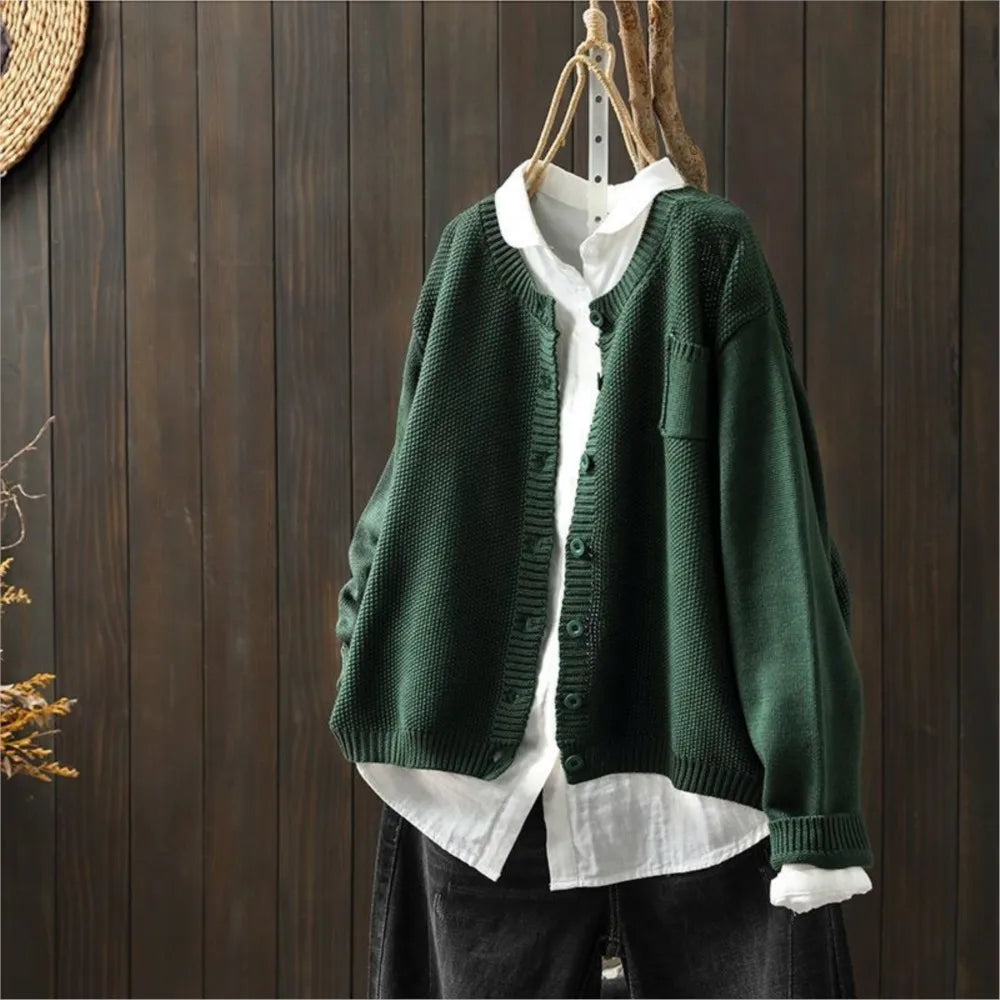 Aldene | Women's Relaxed Knit Cardigan - Orange - Image 2