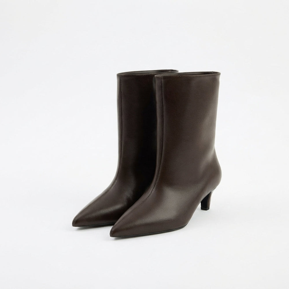 Aldenvra | Women's Kitten Heel Ankle Boot - Dark Brown - Image 2