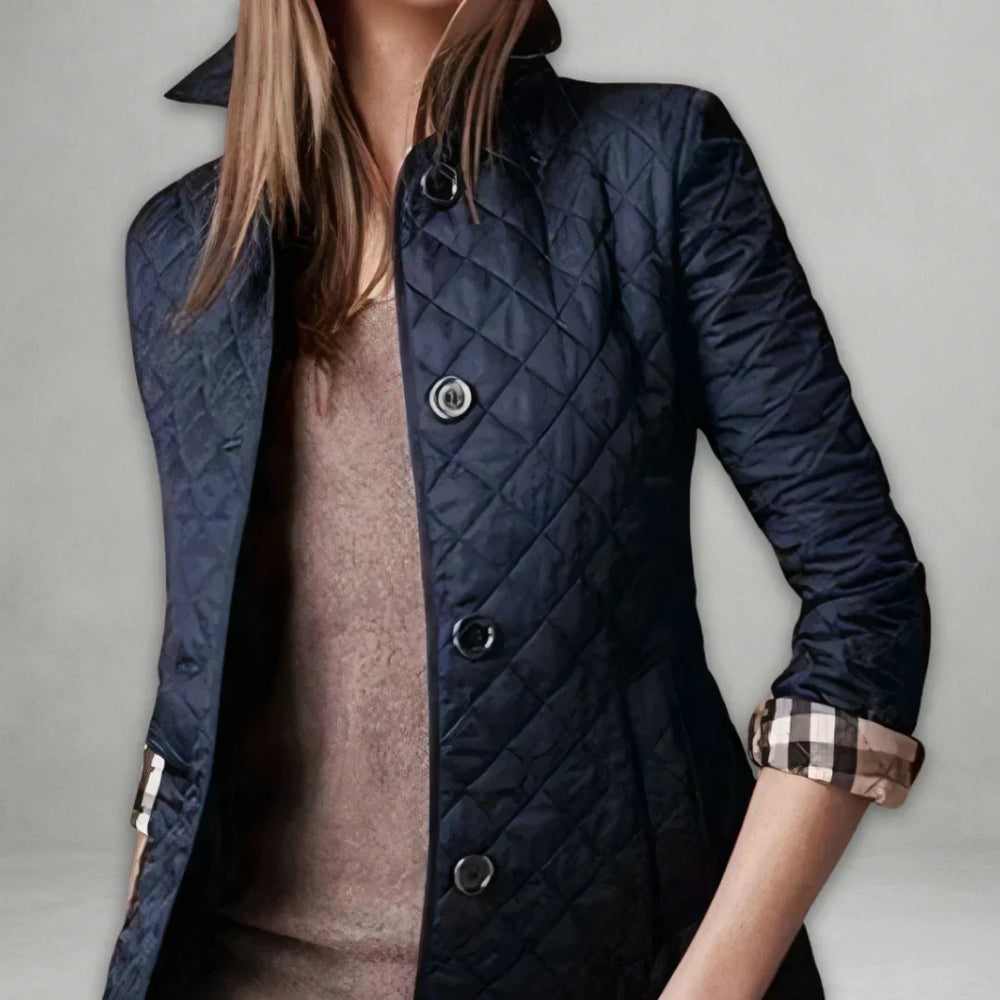 Aldoveth | Women's Quilted Jacket Autumn Coat - Burgundy - Image 2