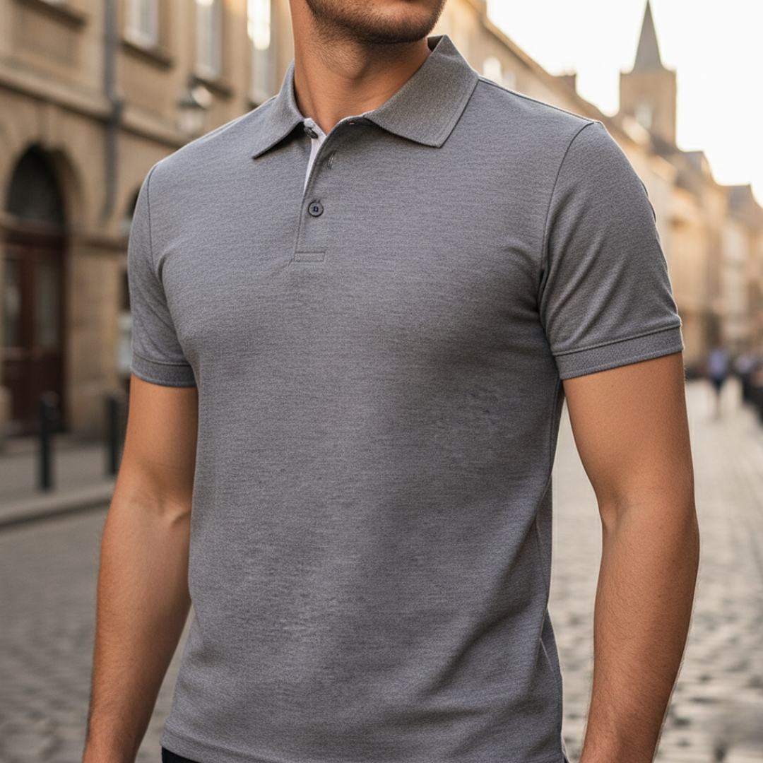 Aldric | Men's Short Sleeve Regular Fit Polo Shirt - Grey - Image 1