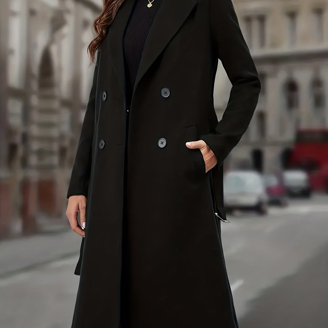 Aldvynn | Women's Wool Wrap Coat - Black - Image 1