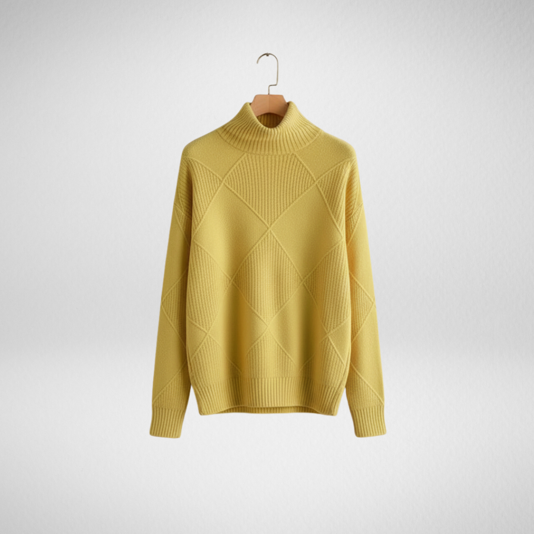 Alverna | Women's Turtleneck Ribbed Jumper - Yellow - Image 1