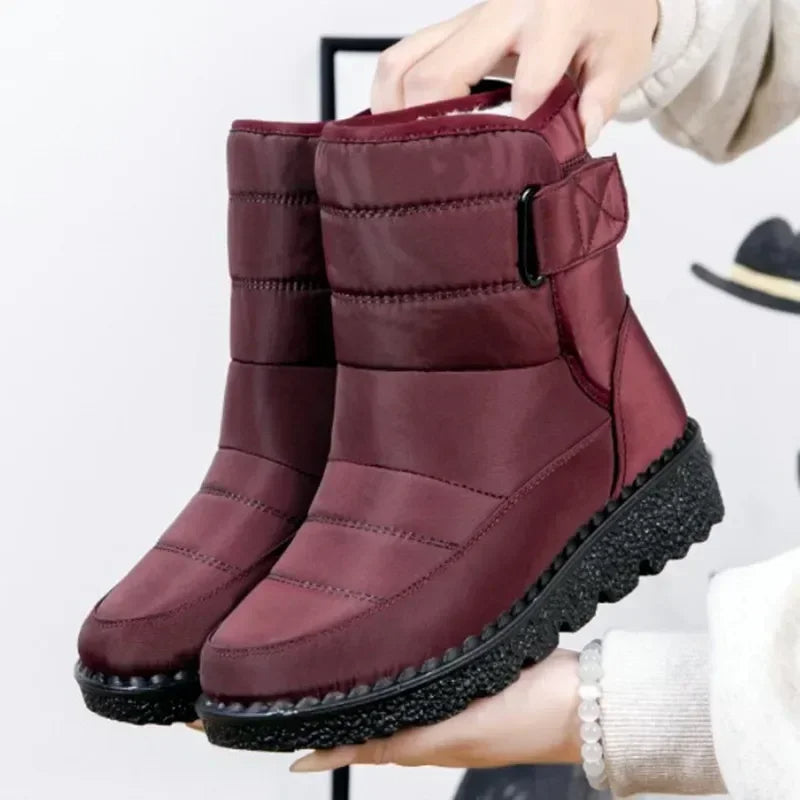 Arveth | Women's Waterproof Mid-Calf Snow Boots - Burgundy - Image 1