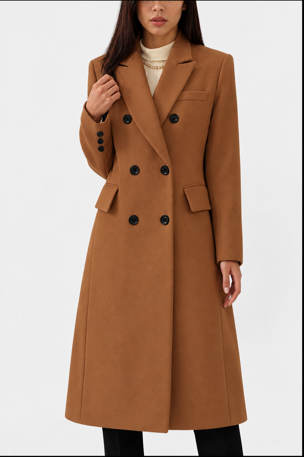 Arvona | Women's Wool Wrap Coat - Camel - Image 1