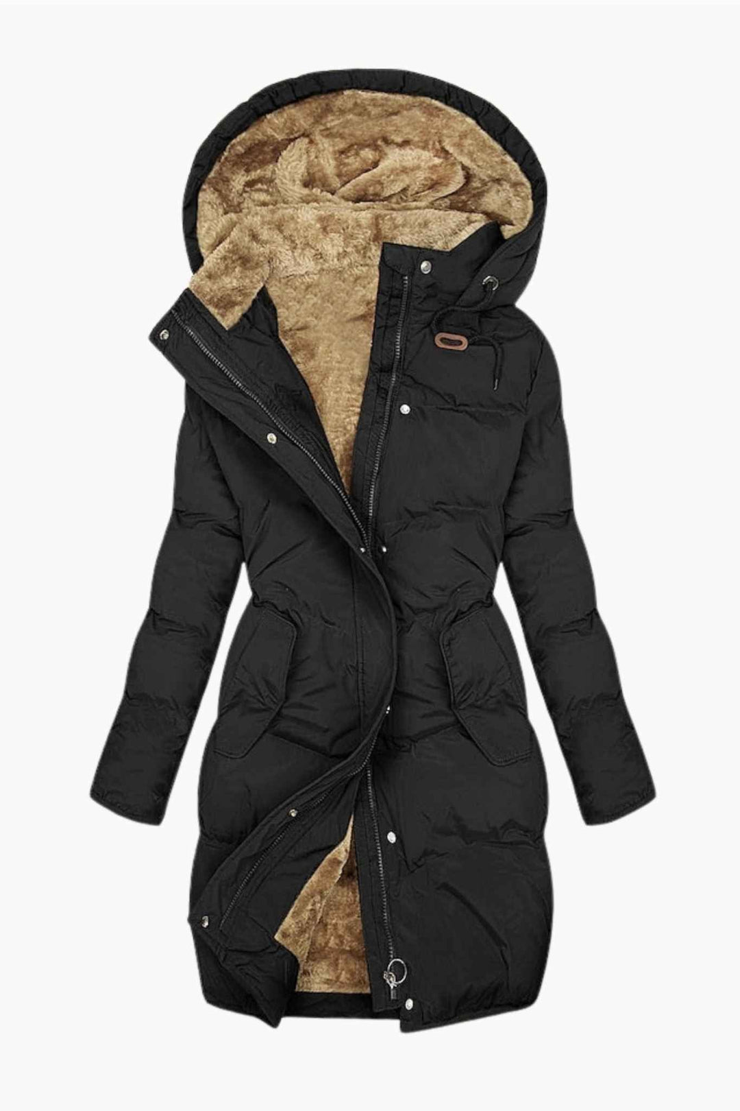 Bramwell | Women's Fleece-Lined Hooded Winter Coat - Black - Image 1