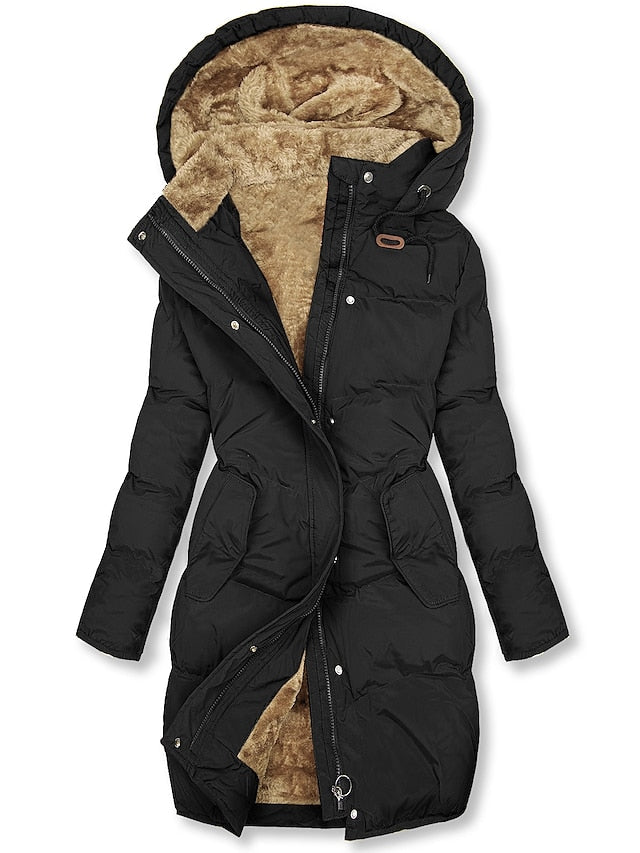 Bramwell | Women's Fleece-Lined Hooded Winter Coat - Black - Image 2