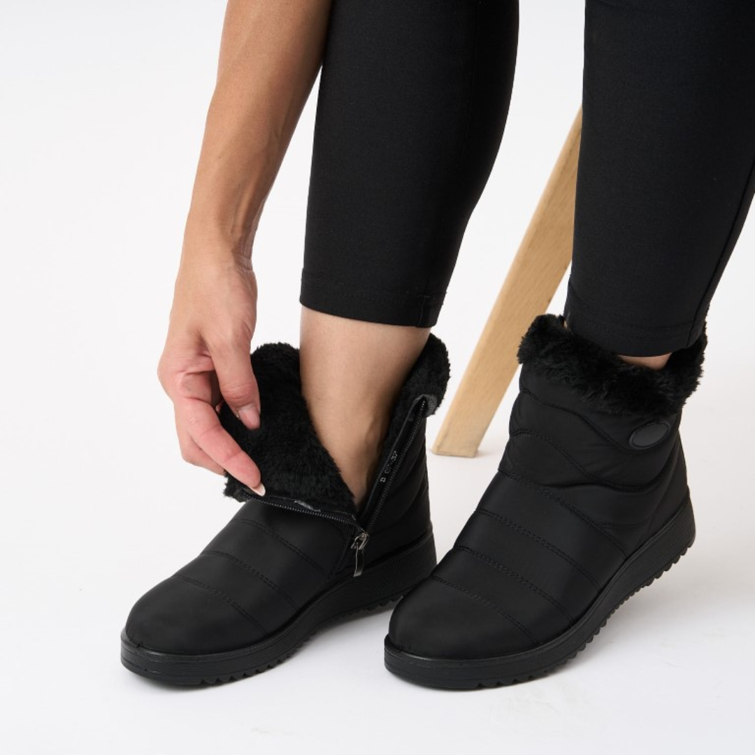 Brandell | Women's Waterproof Winter Boots with Fur Cuff - Black - Image 1