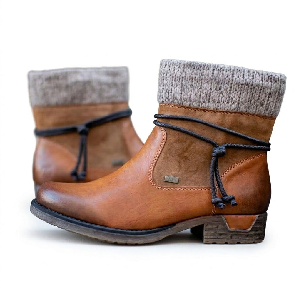 Brenvara | Women's Chelsea Ankle Boots Knitted Cuff - Camel - Image 2