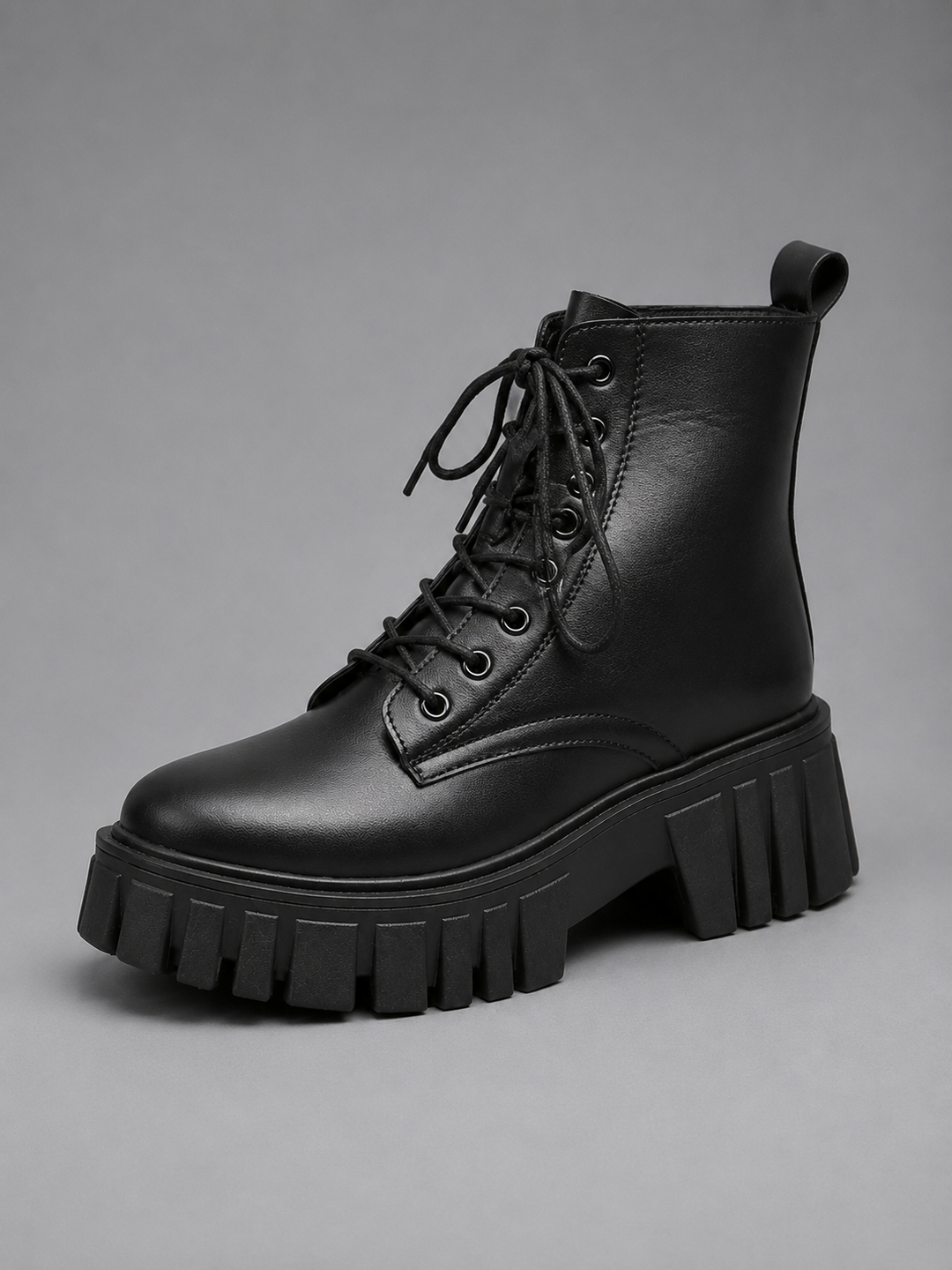 Brenvick | Women's Chunky Platform Combat Ankle Boots - Black - Image 1