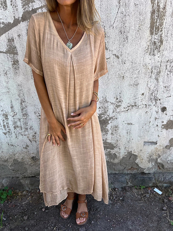 Brianna | Women's V-Neck Short Sleeve Maxi Dress - Image 2