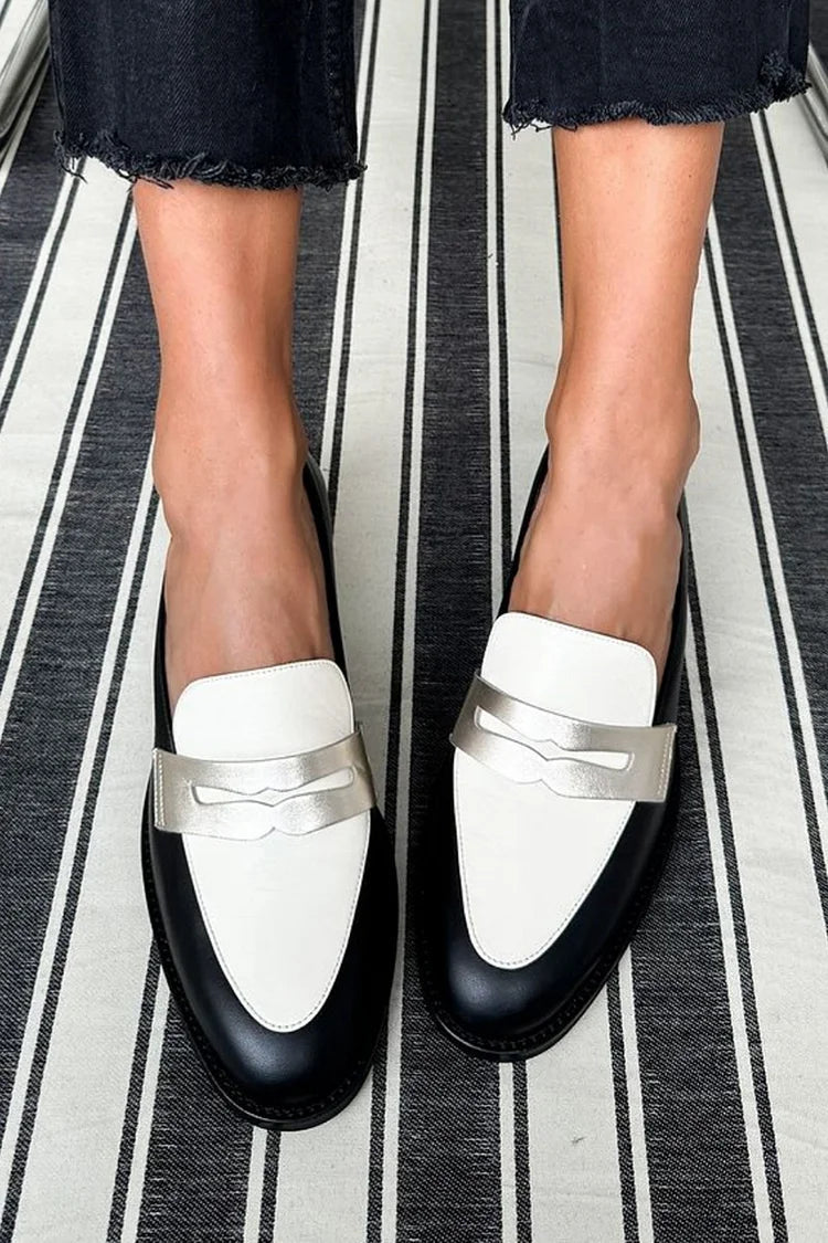 Brielle | Women's Black & White Loafers - Image 1