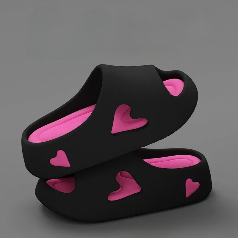 Brienne | Women's Heart Cutout Platform Slides - Image 1