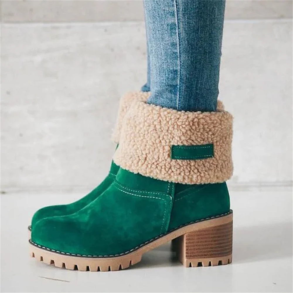 Brindell | Women's Fleece Lined Ankle Boots - Green - Image 2