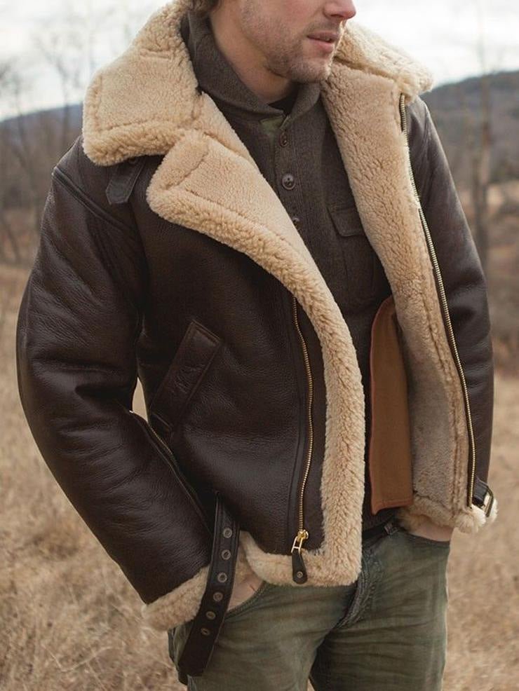 Brindeth | Women's Shearling Aviator Jacket - Dark Brown - Image 2