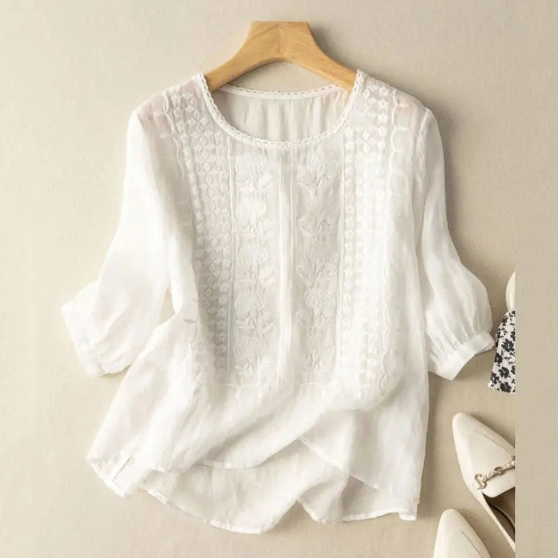 Briony | Women's Embroidered Long Sleeve Blouse - Image 1
