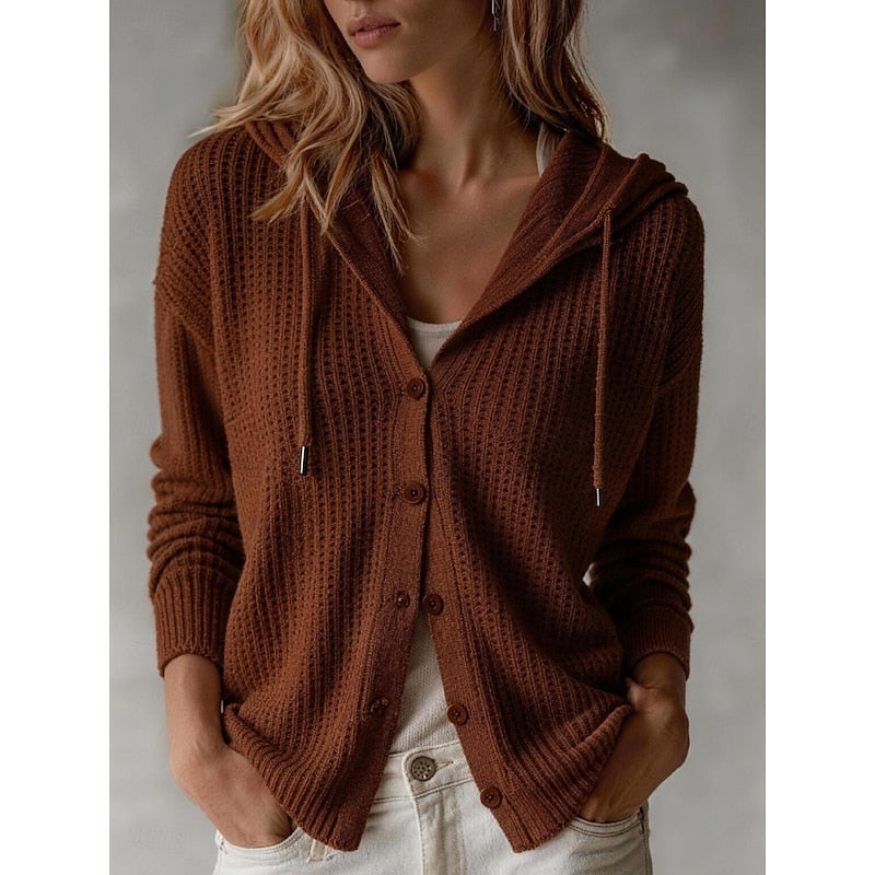 Briony | Women's Hooded Cardigan - Brown - Image 1