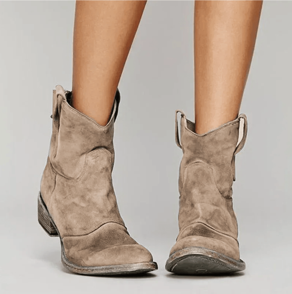 Britta | Women's Suede Western Ankle Boots - Blue - Image 2