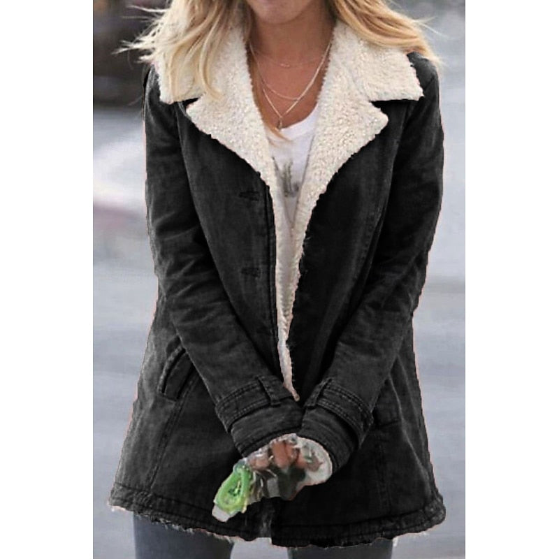 Brunwella | Women's Teddy Fleece Sherpa Lined Winter Coat - Grey - Image 2