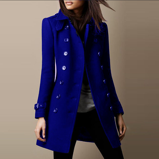 Bryndell | Women's Double-Breasted Winter Coat - Royal Blue - Image 2