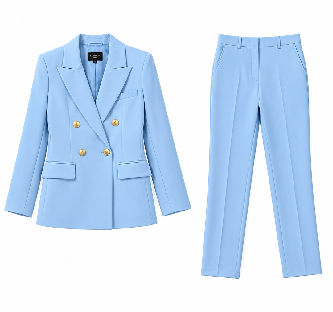 Bryndis | Women's Knit Lounge Set Two-Piece Co-Ord - Sky Blue - Image 1
