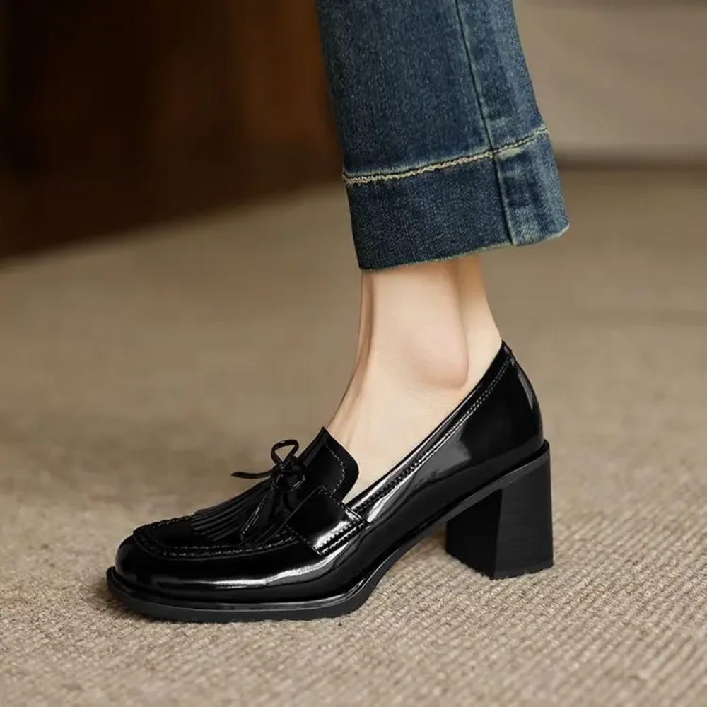 Calantha | Women's Block Heel Tassel Loafer Pumps - Image 2