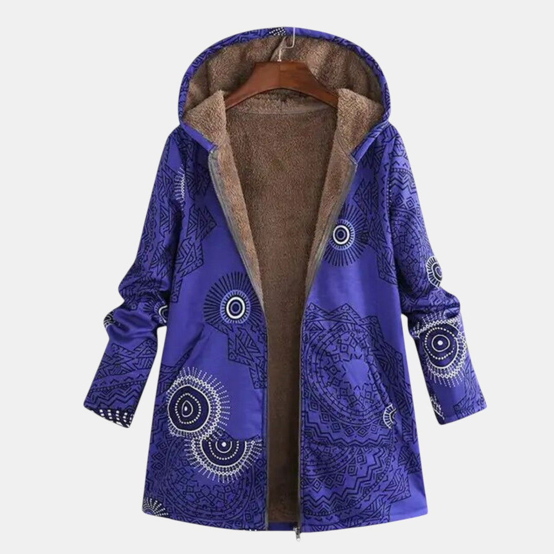 Calixta | Women's Printed Hooded Coat - Purple - Image 1