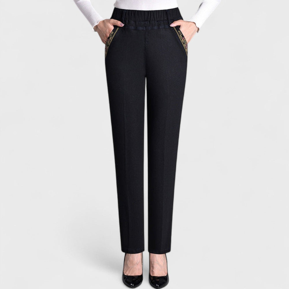 Calliope | Women's Elastic Waist Straight Leg Pants - Image 2