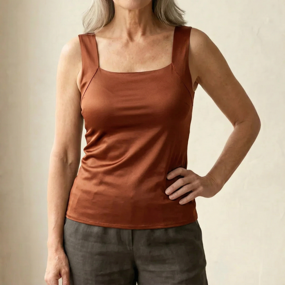 Calloway | Women's Square Neck Built-In Bra Tank Top - Black - Image 3
