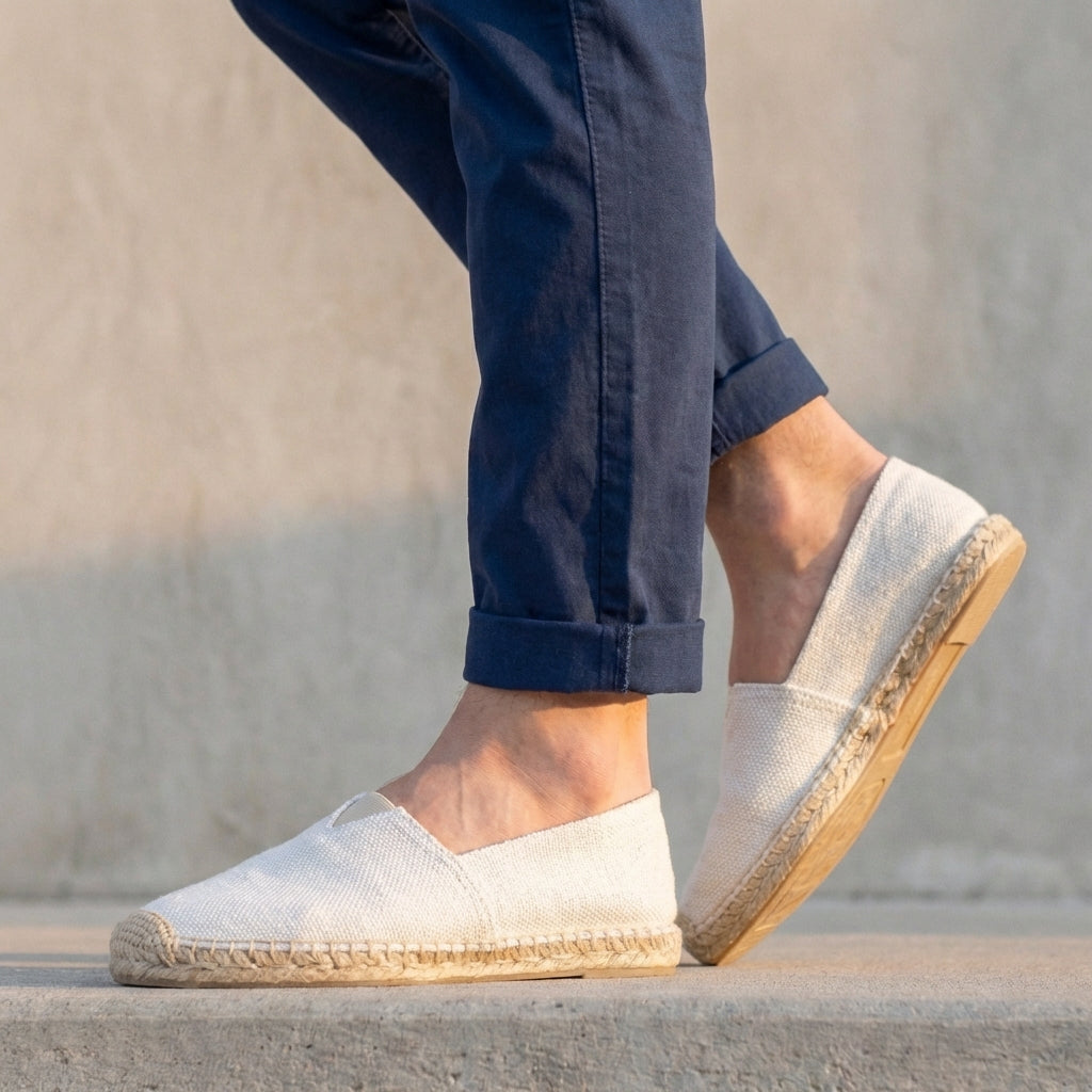 Callum | Men's Slip-On Espadrilles with Jute Sole - Cream - Image 1