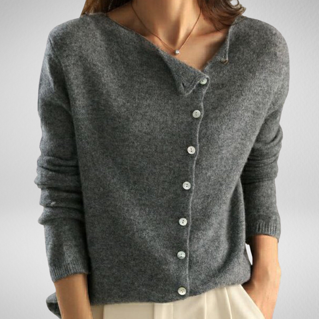 Calvindra | Women's Button-Front Cardigan Sweater - Grey - Image 1