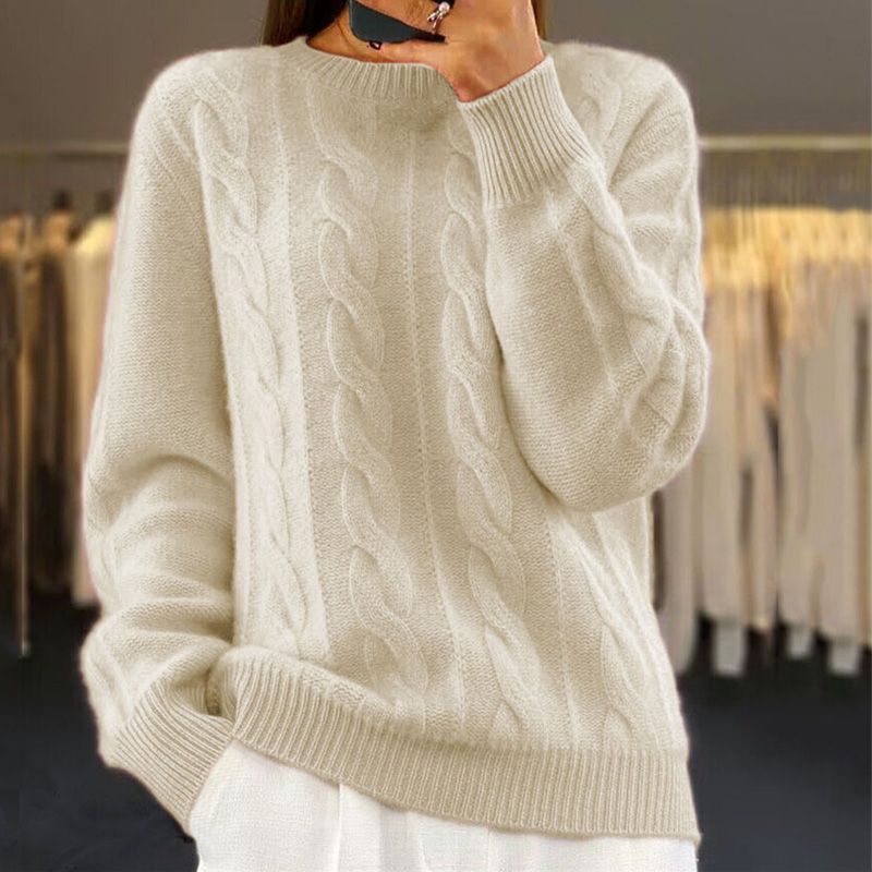 Calvorne | Women's Chunky Cable Knit Jumper - Cream - Image 1