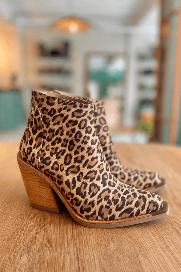 Cassandra | Women's Leopard Print Pointed Toe Ankle Boots - Brown - Image 1
