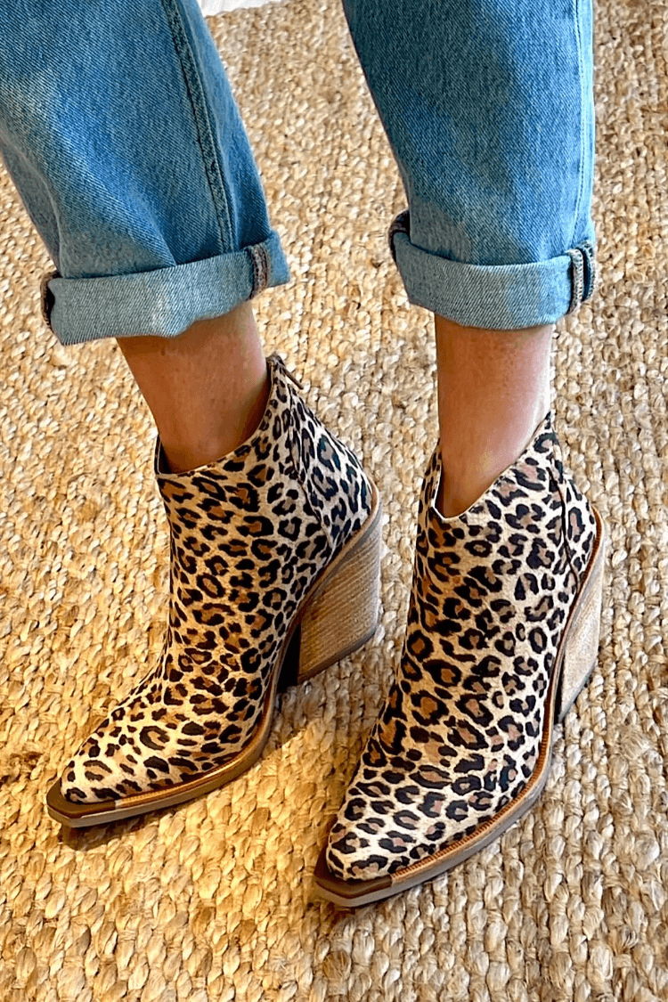 Cassandra | Women's Leopard Print Pointed Toe Ankle Boots - Brown - Image 2