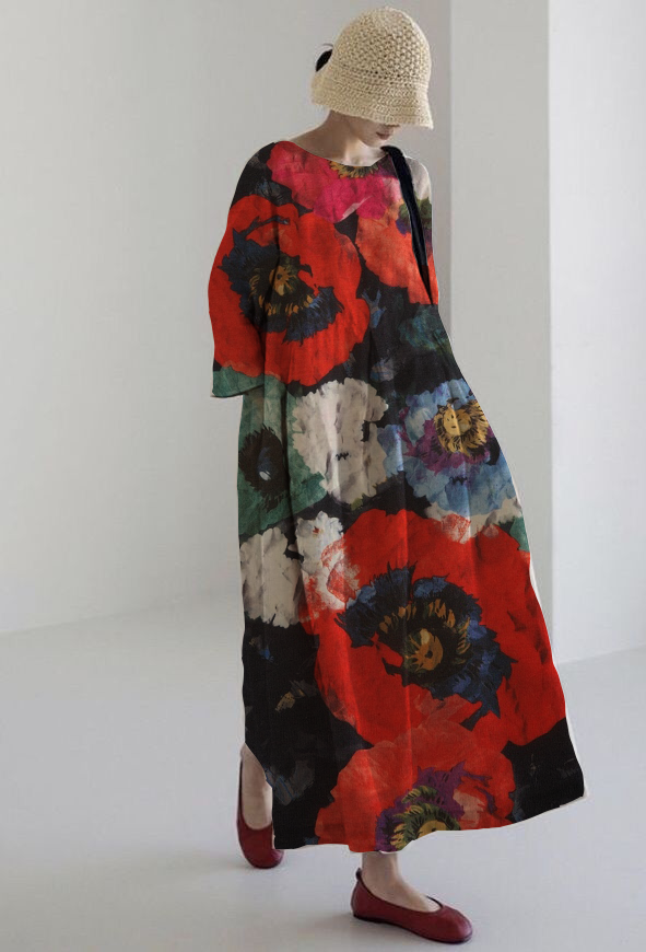 Cassia | Women's Floral Long Sleeve Midi Dress - Floral - Image 1