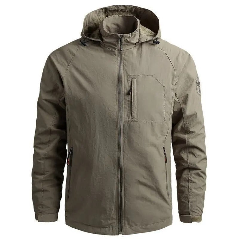 Cassian | Men's Stand Collar Full Zip Casual Jacket - Khaki - Image 2