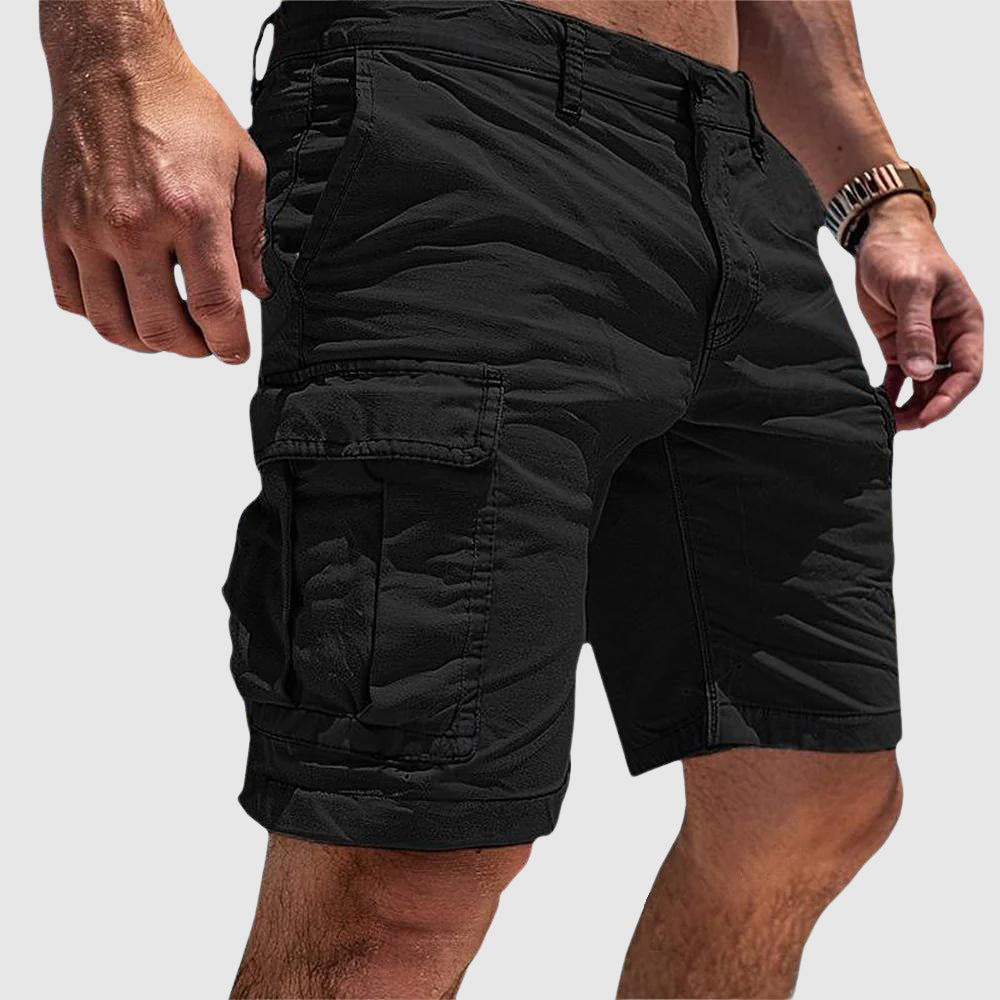 Caston | Men's Relaxed Fit Cargo Shorts with Multi Pockets - Black - Image 1