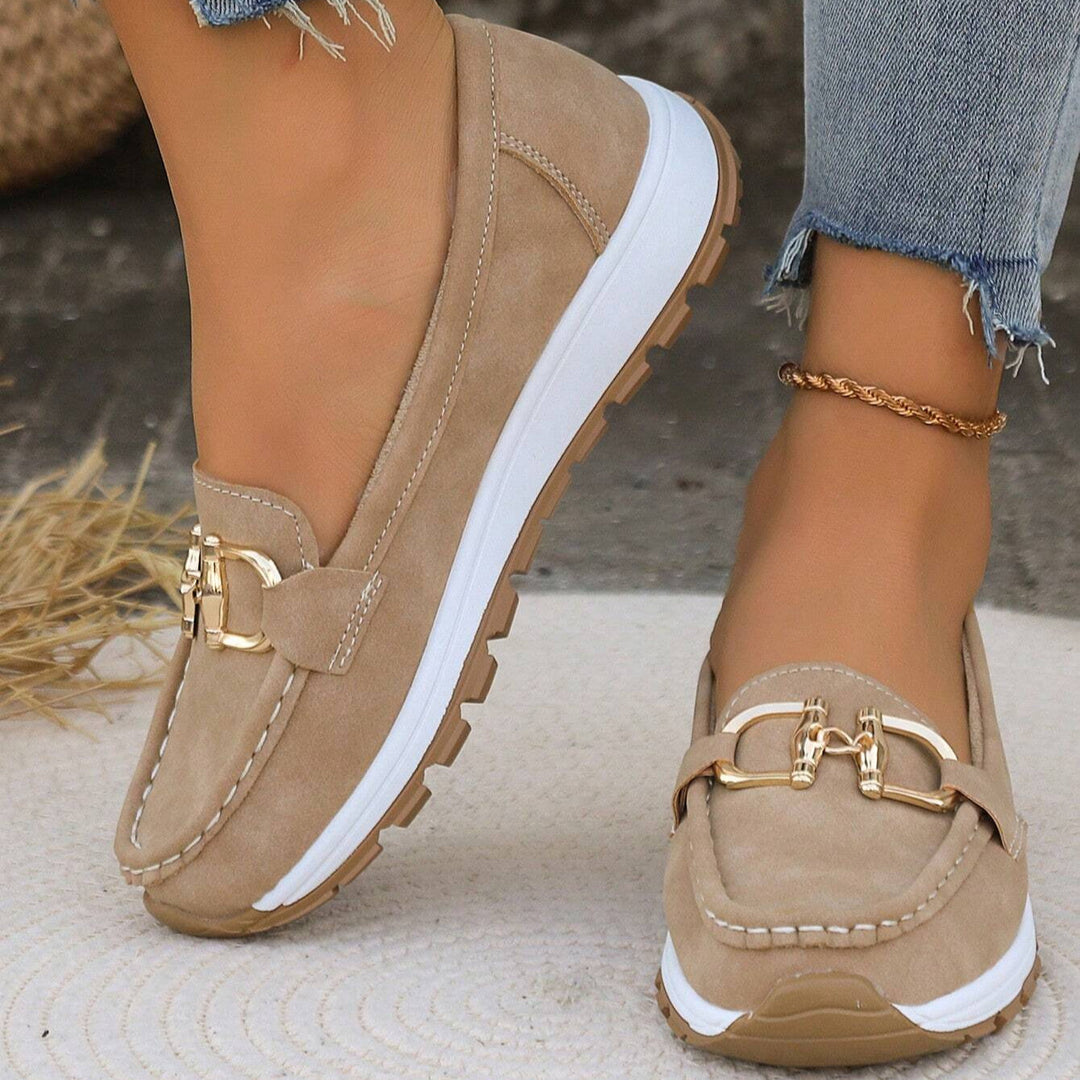 Catalina | Women's Slip-On Platform Loafers - Beige - Image 1