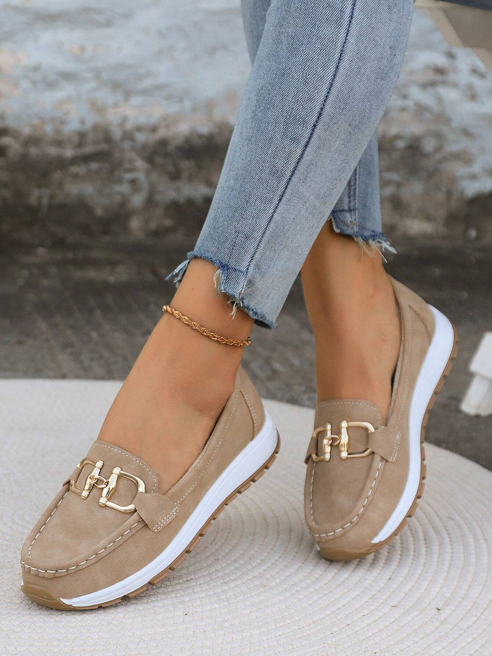 Catalina | Women's Slip-On Platform Loafers - Beige - Image 2