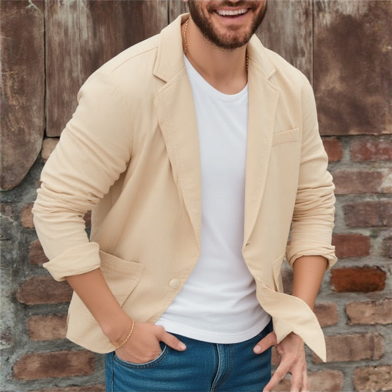 Cato | Men's Casual Unstructured Blazer - Beige - Image 1