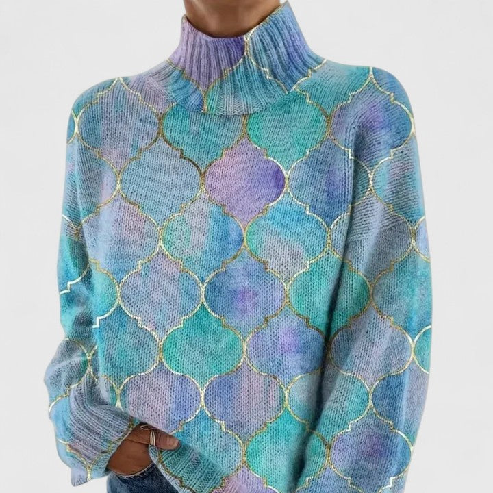 Celesta | Women's Knit Jumper Mermaid Scale Print - Image 1
