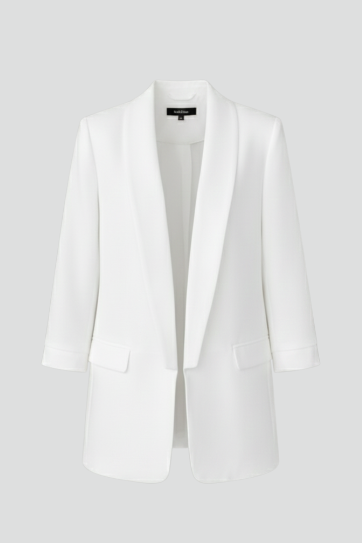Celeste | Women's Wrap Collar Fitted Blazer - White - Image 1